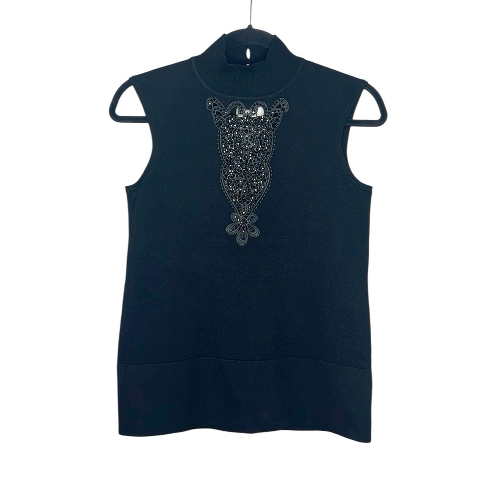 Karen Millen Embellished Lace Mock Neck Sleeveless Tank Top size XS